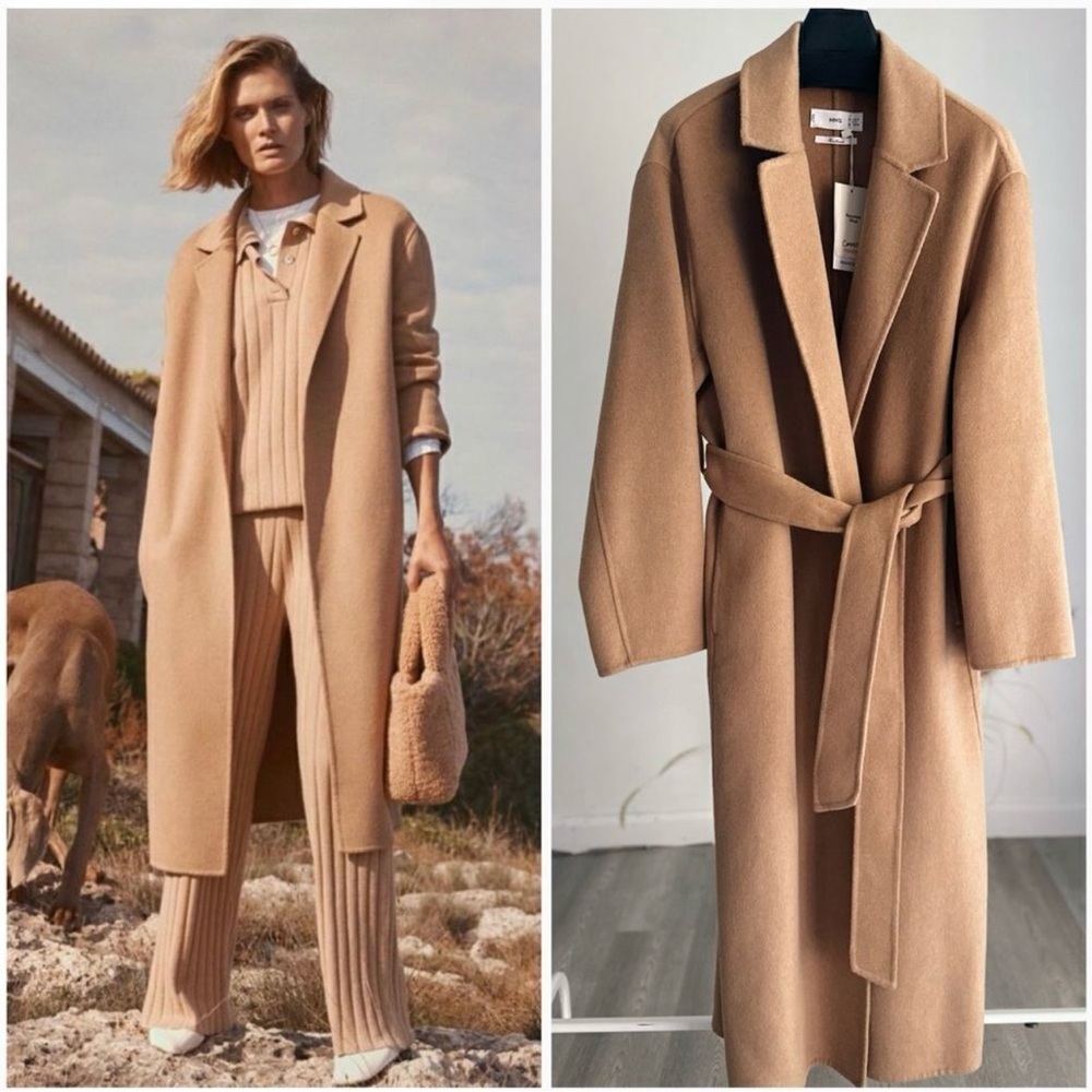 New Mango wool blend belted coat size M